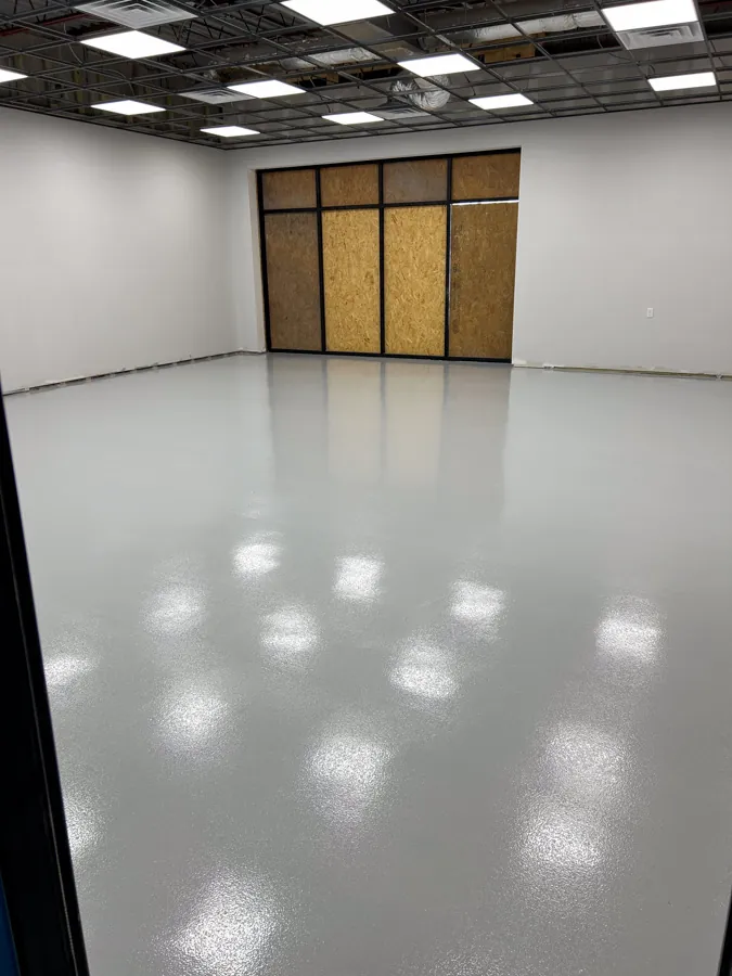 White epoxy commercial floor, industrial flooring serving Nashville, TN